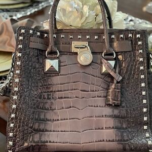 Michael Kors Black Crocodile Embossed Tote